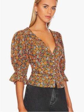Free People “I Found You” Pheasant Blouse, Large